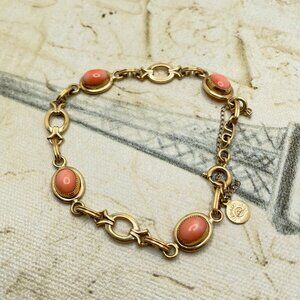 14 KT G/F & Coral Cabochon Bracelet